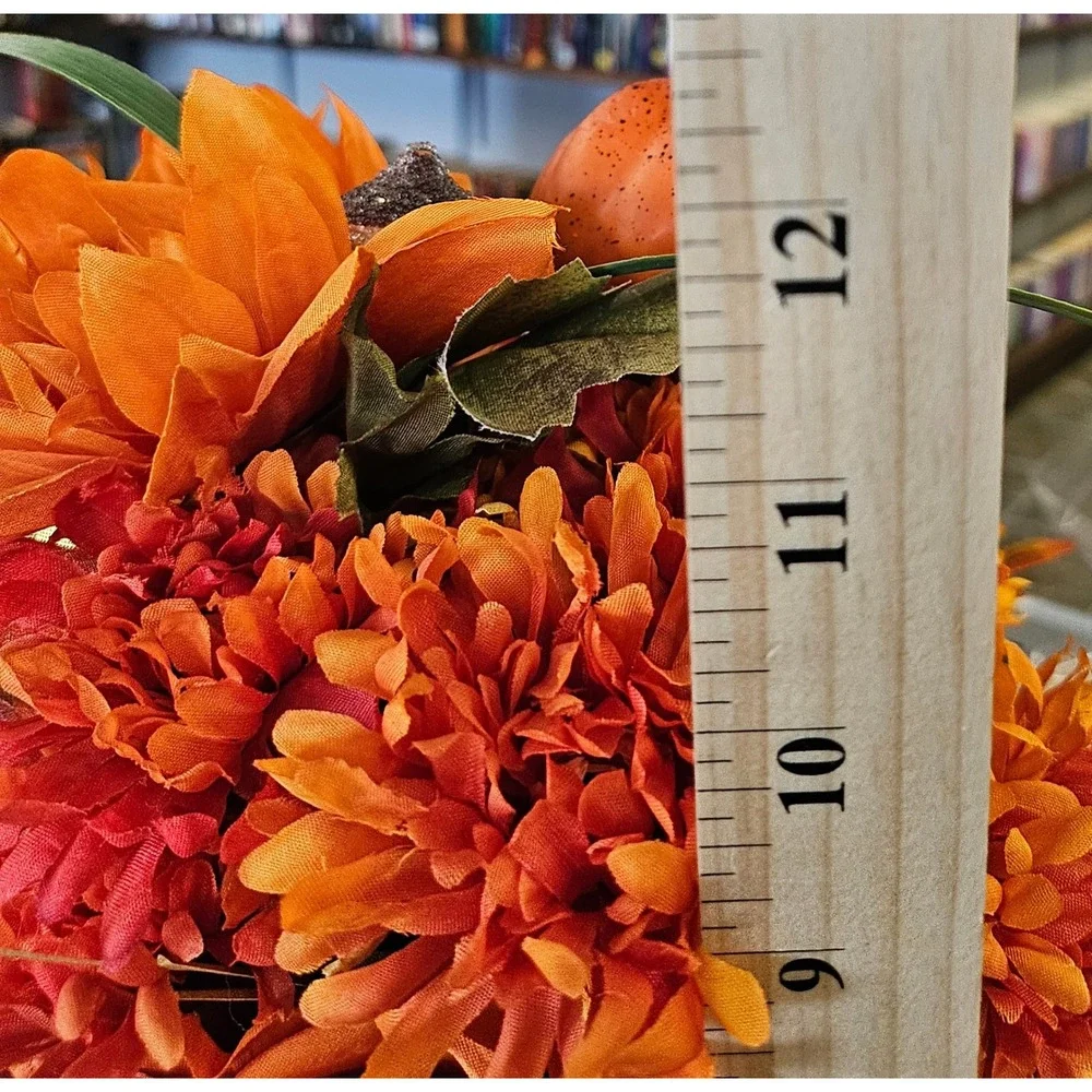 Handmade Fall Floral Arrangement OS Orange Pumpkin Harvest Centerpiece Decor